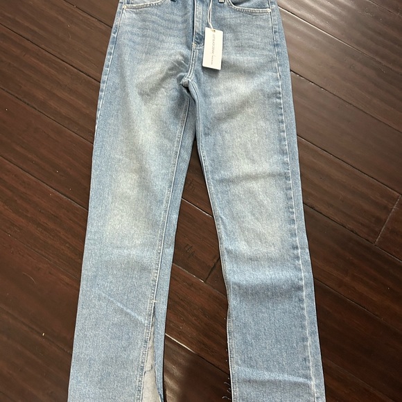 NWT Just Black Denim Blue Women's Jeans Size 26 Long Line Slim Slit Straight - Picture 3 of 7